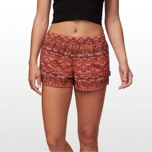 EUC Patagonia Womens Barely Baggies Shorts Mangrove Tiki Henna Print Size Medium